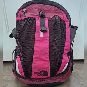 North Face Pink and Burgundy Recon Backpack
